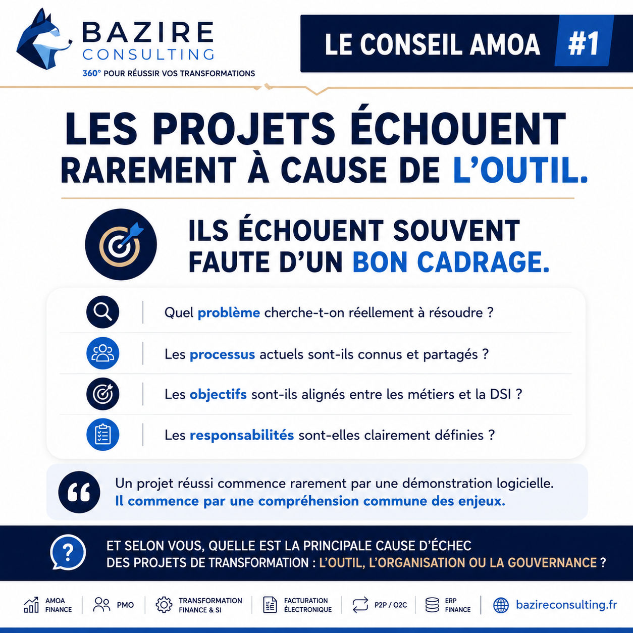 Les cinq points clés du cadrage d’un projet de transformation Finance