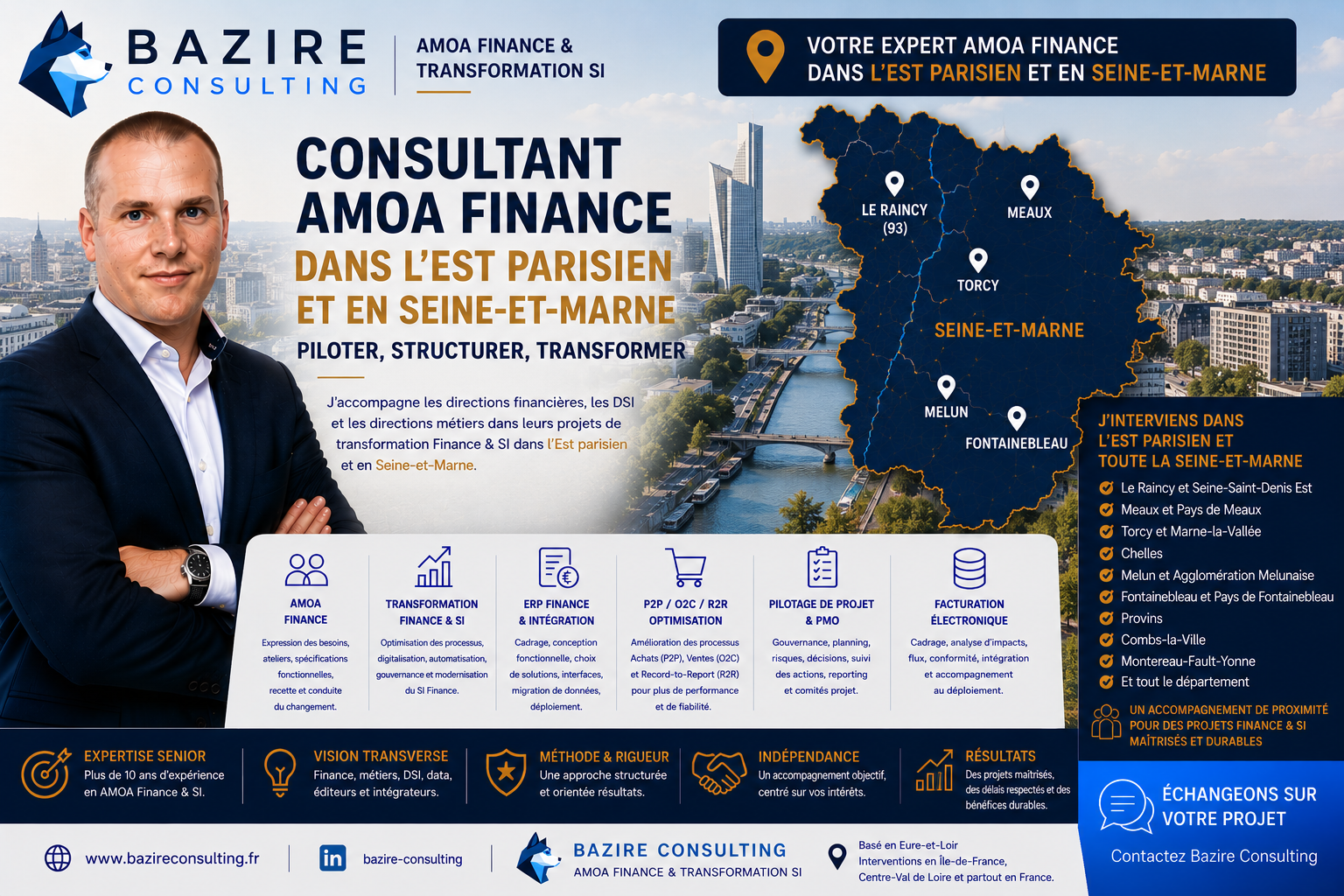 Consultant AMOA Finance dans l'Est parisien et en Seine-et-Marne - Bazire Consulting