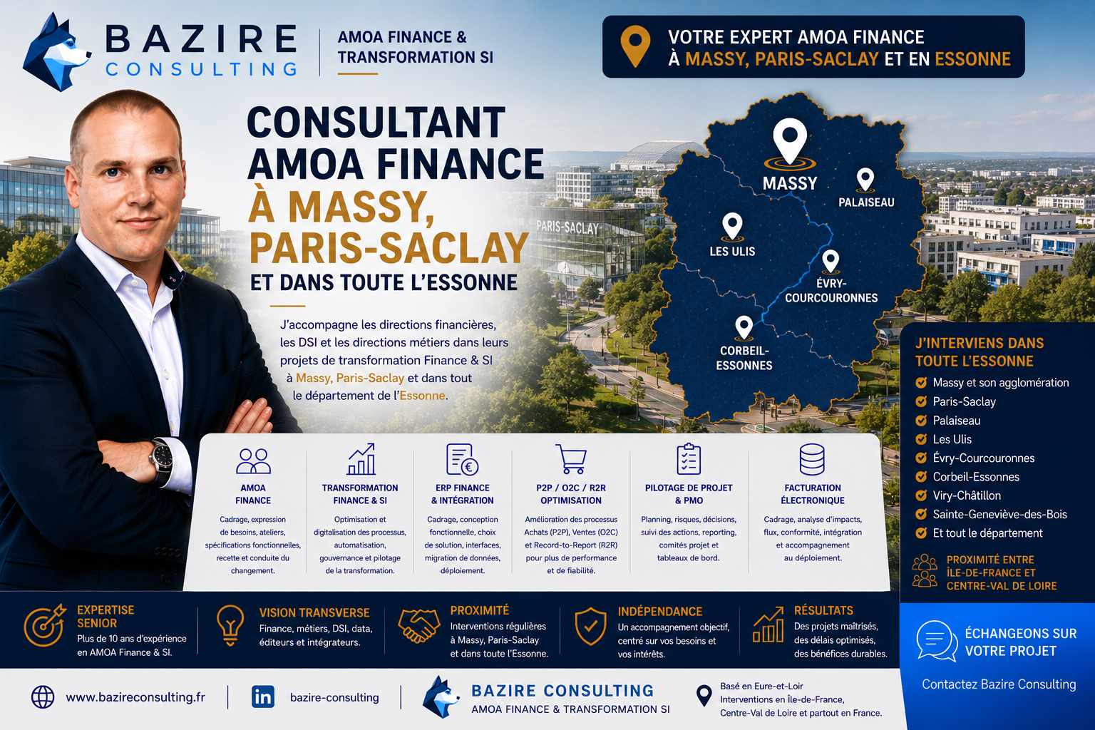 Consultant AMOA Finance à Massy Paris-Saclay et en Essonne - Bazire Consulting